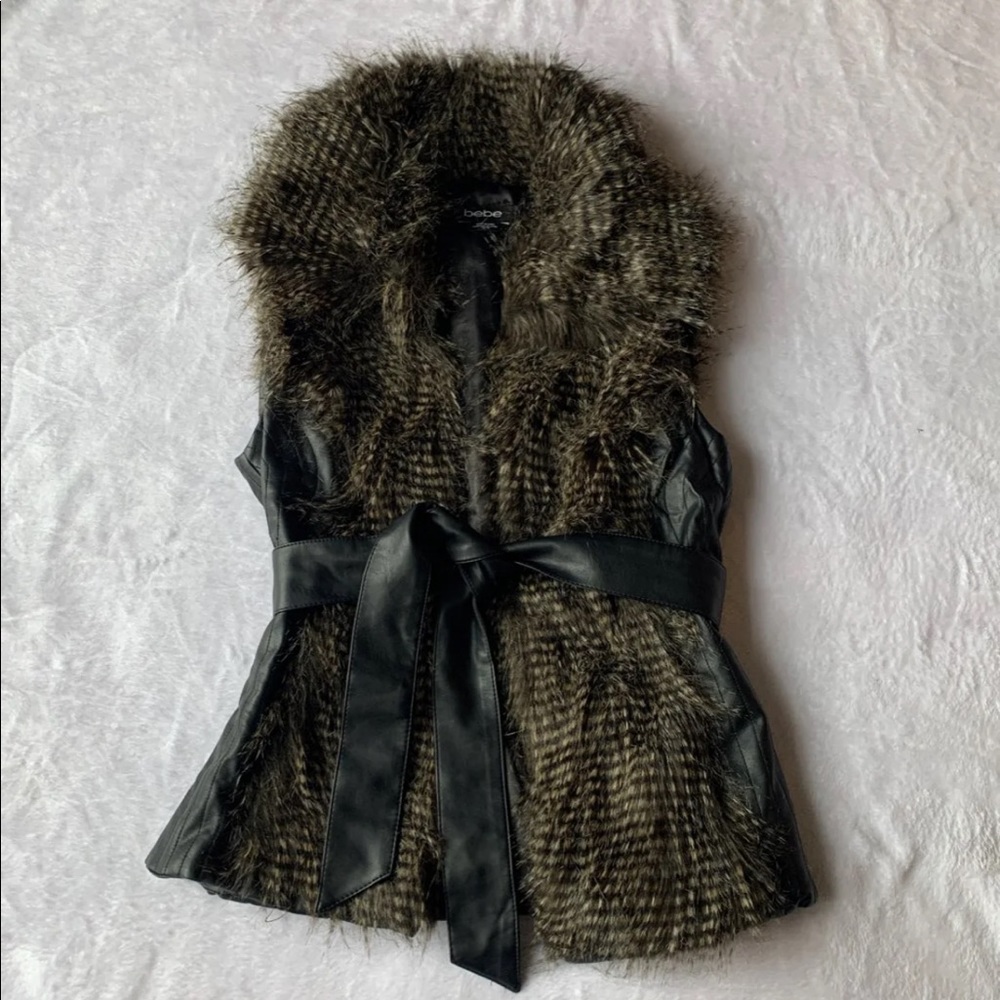Faux leather/fur vest